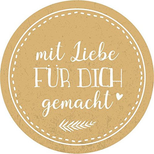 wolga-kreativ 120 Aufkleber Geschenkaufkleber Kraftpapier "Mit Liebe für Dich gemacht" Handmade Homemade Sticker Etiketten selbstklebend für Geschenke von wolga-kreativ