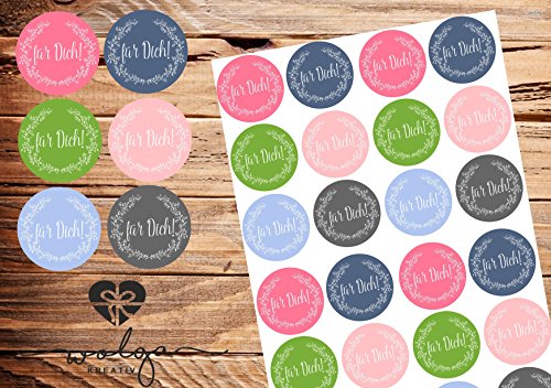wolga-kreativ 120 Aufkleber Geschenkaufkleber "für Dich" 6 Farben sortiert Geschenk Sticker Etiketten selbstklebend für Geschenke von wolga-kreativ