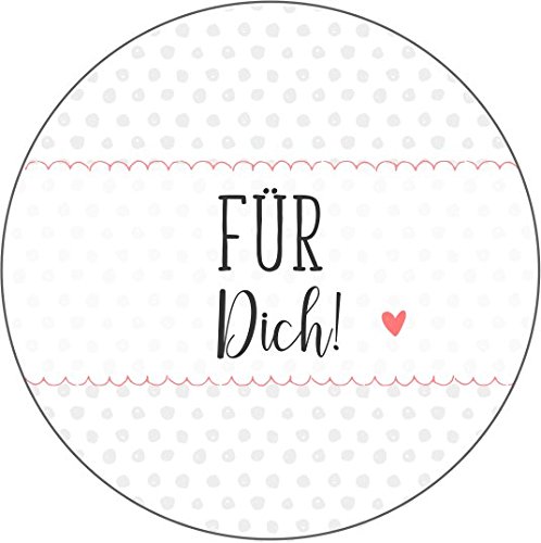 wolga-kreativ 120 Aufkleber Geschenkaufkleber "für Dich!" Punkte Handmade Homemade Sticker Etiketten selbstklebend für Geschenke von wolga-kreativ