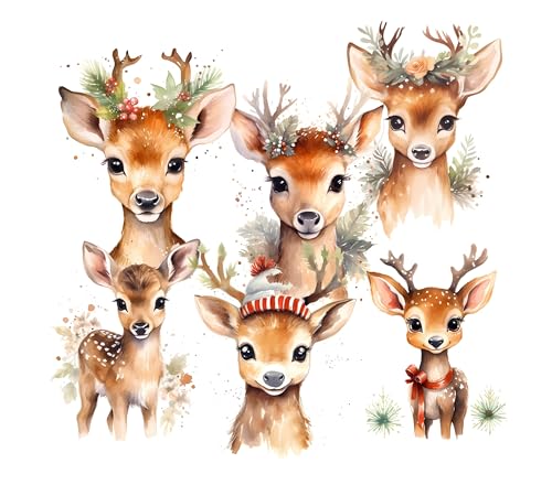 wolga-kreativ Aufkleber Sticker Geschenkaufkleber Weihnachten Advent Weihnachtssticker Etiketten 4 Blätter Reh Rehkitz selbstklebend für Geschenke von wolga-kreativ