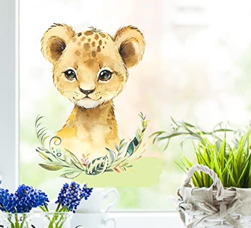 wolga-kreativ Set Fenster-Sticker-Aufkleber-Deko Fensterbilder Löwe Aufkleber Sticker Fenster Kinder Mädchenwiederverwendbar selbstklebend selbsthaftend Sichtschutz Kinderzimmer von wolga-kreativ