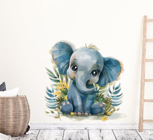 wolga-kreativ Wandtattoo Wandsticker Kinderzimmer Aufkleber Wandbild Safari Elefant Wanddeko Set Kinder- Spiel- Baby- Junge-n Zimmer von wolga-kreativ