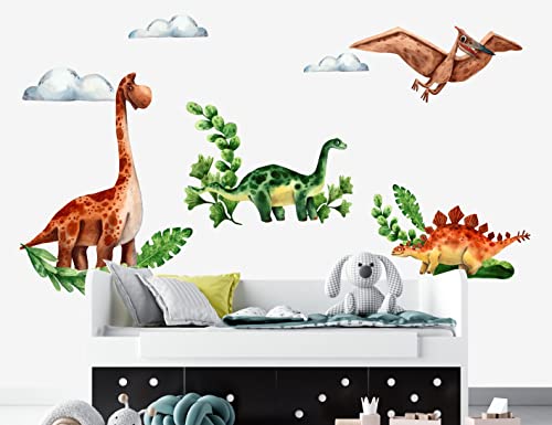 wolga-kreativ Wandtattoo Wandsticker Möbelsticker Aufkleber Wandbild Langhalsdino Dino Dinosaurier L 160 x 140 cm Wanddeko Set Kinder- Spiel- Baby- Mädchen- Junge-n Zimmer von wolga-kreativ