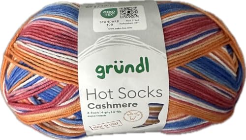 Gründl Hot Socks Cashmere 4-fädige Sockenwolle, 100g/420 m, 75% Schurwolle, 20% Polyamid, 5% Kaschmir (01) von wolldealer 24