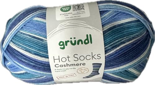 Gründl Hot Socks Cashmere 4-fädige Sockenwolle, 100g/420 m, 75% Schurwolle, 20% Polyamid, 5% Kaschmir (02) von wolldealer 24