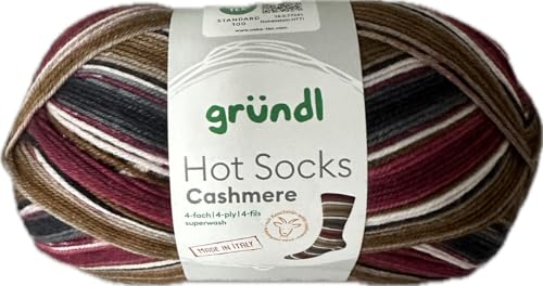 Gründl Hot Socks Cashmere 4-fädige Sockenwolle, 100g/420 m, 75% Schurwolle, 20% Polyamid, 5% Kaschmir (04) von wolldealer 24