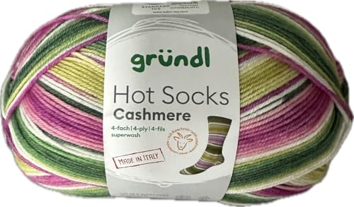 Gründl Hot Socks Cashmere 4-fädige Sockenwolle, 100g/420 m, 75% Schurwolle, 20% Polyamid, 5% Kaschmir (05) von wolldealer 24