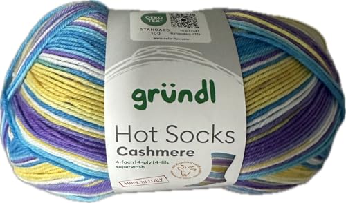 Gründl Hot Socks Cashmere 4-fädige Sockenwolle, 100g/420 m, 75% Schurwolle, 20% Polyamid, 5% Kaschmir (06) von wolldealer 24