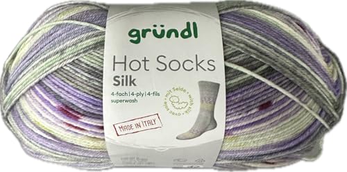 Gründl Hot Socks Silk, 4-fädig, 55% Merino-Wolle, 25% Polyamid, 20% Seide, 100 g / 420 m, Nadelstärke 2,5-3, 30 °C Maschinenwäsche (01) von wolldealer 24