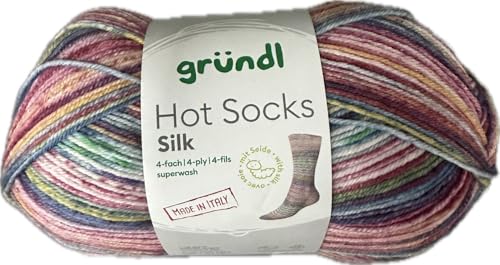 Gründl Hot Socks Silk, 4-fädig, 55% Merino-Wolle, 25% Polyamid, 20% Seide, 100 g / 420 m, Nadelstärke 2,5-3, 30 °C Maschinenwäsche (02) von wolldealer 24