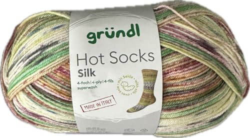 Gründl Hot Socks Silk, 4-fädig, 55% Merino-Wolle, 25% Polyamid, 20% Seide, 100 g / 420 m, Nadelstärke 2,5-3, 30 °C Maschinenwäsche (04) von wolldealer 24