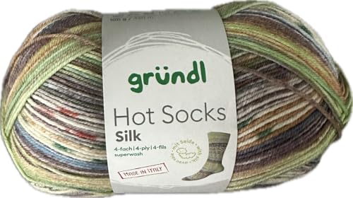 Gründl Hot Socks Silk, 4-fädig, 55% Merino-Wolle, 25% Polyamid, 20% Seide, 100 g / 420 m, Nadelstärke 2,5-3, 30 °C Maschinenwäsche (05) von wolldealer 24