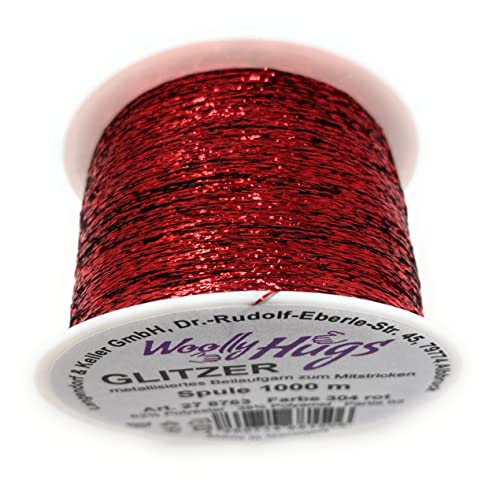 Woolly Hugs Glitzer,25 g/1000m, Beilaufgarn z. Mitstricken, (304 rot) von wolldealer 24