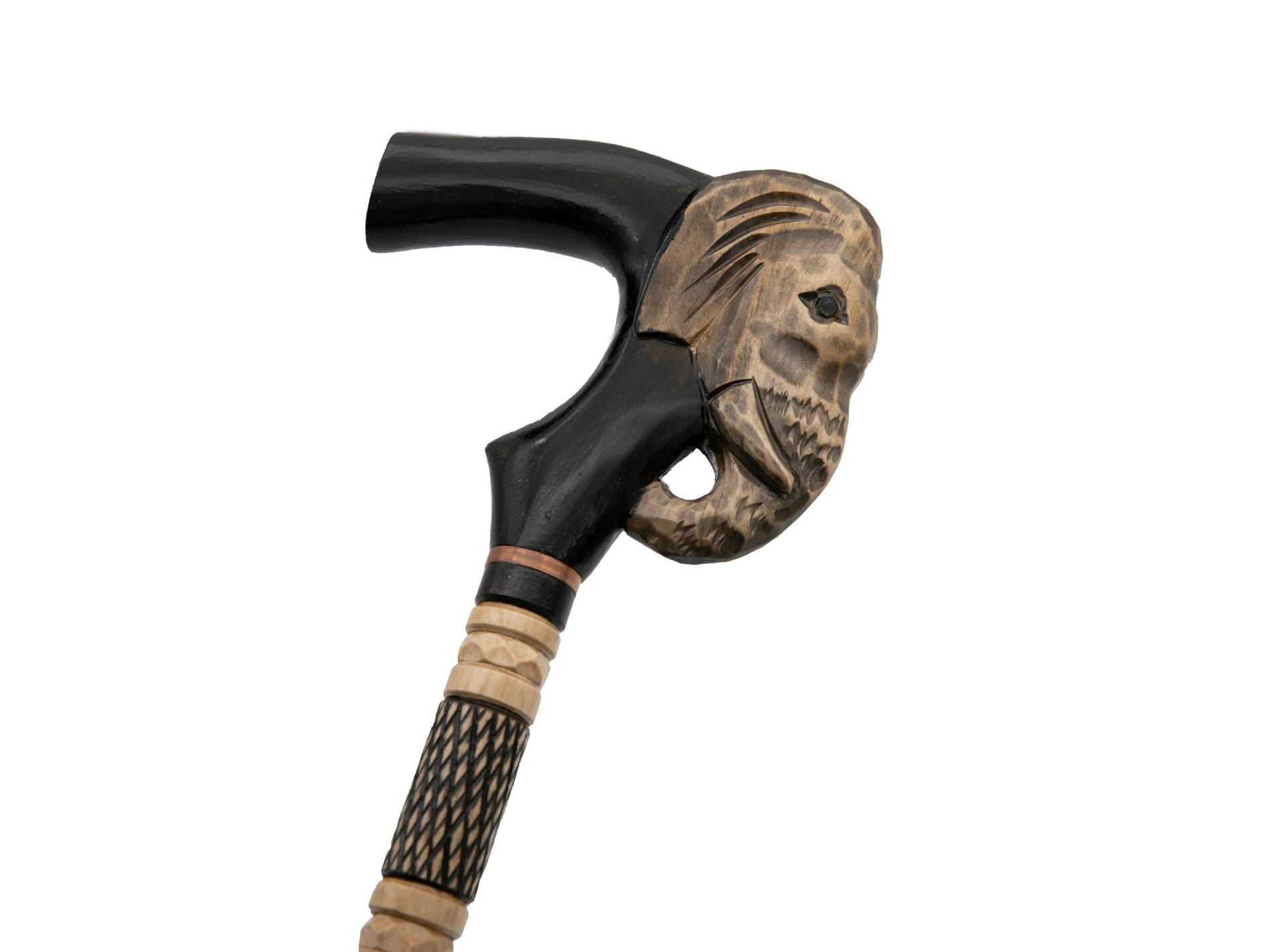 Elefant-Kopf-Holzcanes Handgemachter Hölzerner Stab-Handstützgriff Gehend von woodencraftus