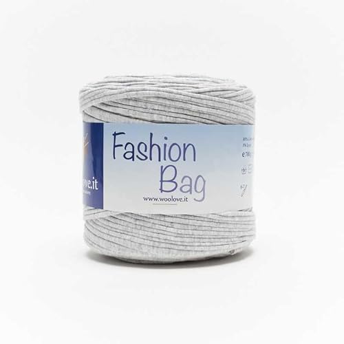 Woolove - Fashion Bag - Strapazierfähiges elastisches Baumwollband aus Stoffschnitten Gewicht 700 g für Nadel/Häkelnadeln: 6.00/7.00 Grau 1 von woolove