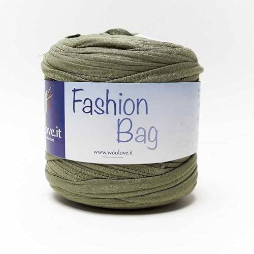 Woolove - Fashion Bag - Strapazierfähiges elastisches Baumwollband aus Stoffzuschnitten Gewicht 700 g für Nadel/Häkelnadeln: 6.00/7.00 Militärgrün 134 von woolove