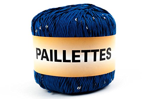 woolove Pailletten, 50 g, Garn mit Pailletten, Baumwolle und Polyester, 12 Blau von woolove