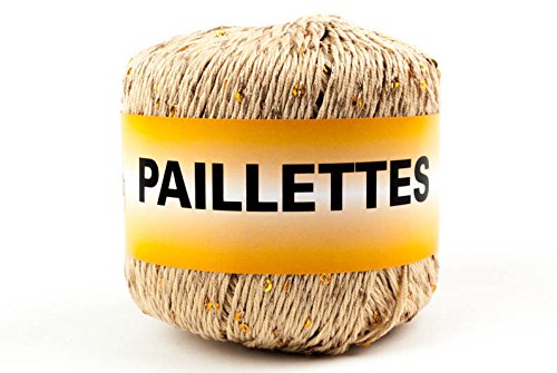 woolove Pailletten, 50 g, Garn mit Pailletten, Baumwolle und Polyester, 3 Walnuss von woolove