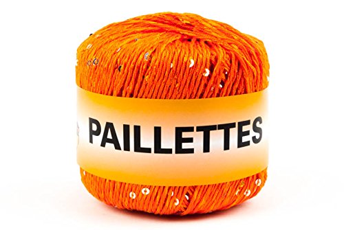 woolove Pailletten, 50 g, Garn mit Pailletten, Baumwolle und Polyester. 8 Orange von woolove