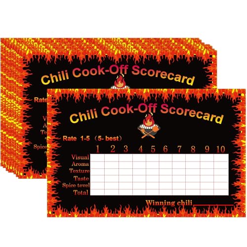 Chili Cook Off Wettbewerbskarten, 25 Stück, Chili Cook Off-Banner, Punktekarten, Auszeichnungszertifikate, 22,9 x 16 cm, Chili-Probierkarten, Chili-Cook-Off, Wahlkarten für Chili-Cook-Party, von wootile