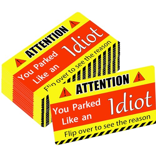 Visitenkarten mit Aufschrift "You Parked Like an Idiot", 8,9 x 5,1 cm, lustige Parkplatz-Verstoßkarten, Notizkarten mit verschiedenen Gründen für Autobesitzer, Streich-Geschenk, 50 Stück von wootile