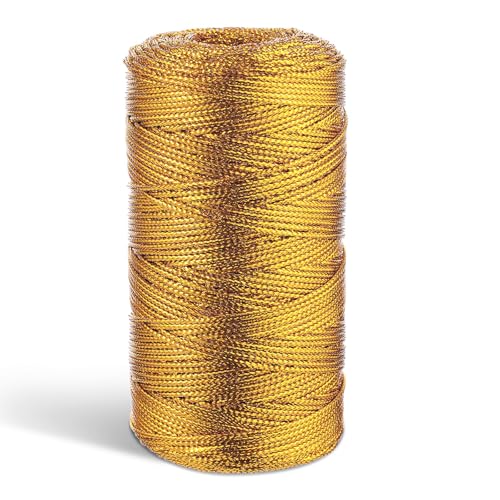 1,5mm Kordel Gold, 200m Kordelband Goldene Schnur Geschenkkordel Bastelschnur Goldenes Band für DIY Handwerk Dekoration Geschenkverpackung von woric