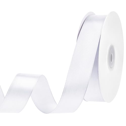 45 m Satinband Weiss, 25 mm Geschenkband Weiß Schleifenband Hochzeit Geschenkband Breit Dekoband Weißes Band für Geschenkverpackung Basteln Geburtstag Taufe Hochzeit Deko von woric