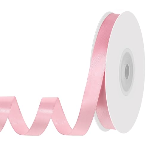 50m Schleifenband Rosa, 15mm Satinband Rosa Geschenkband Dekoband Rosa Band für Geschenkverpackung Basteln Deko Hochzeit Geburtstag Taufe Weihnachten von woric