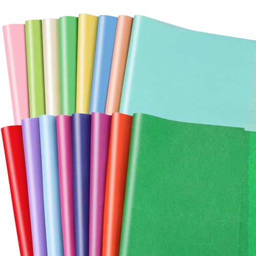 80 Blatt Seidenpapier Bunt, 16 Farben Tissue Paper Verpackungsmaterial Seidenpapier Geschenkpapier für Ostern Deko Hochzeit Geburtstag DIY Basteln Verpacken von woric