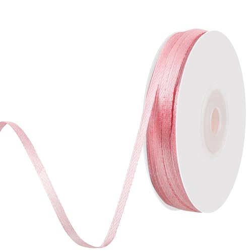 woric 91 m Schleifenband Rosa, 3 mm Geschenkband Rosa Satinband Rosa Band Dekoband für Kommunion Deko Hochzeit Geburtstag Taufe Baby Shower Ostern Geschenkverpackung von woric