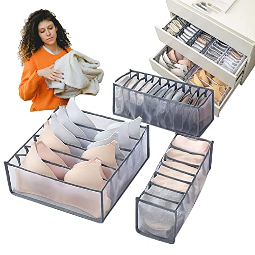 Kleiderschrank Organizer Schrank Ordnungssystem Schublade Sortierbox Schubladen Wardrobe Closet Hosen Kleidung Organizer Aufbewahrung Unterwäsche BH Aufbewahrungsbox Underwear aus Mesh 3 Stück von workbees