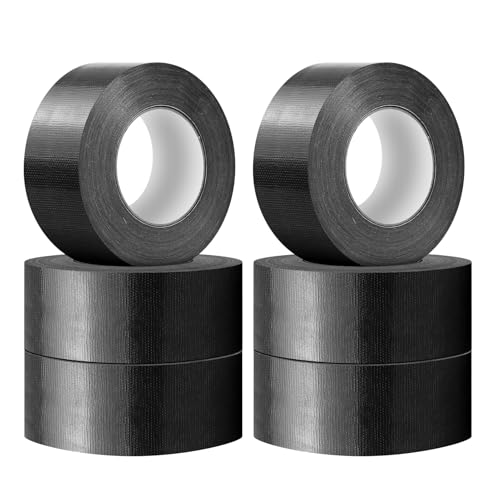 wowspeed 6 Rollen Panzertape Schwarz extra stark, 5cm x 25m - Wasserdichtes Reparaturband für Innen & Außen Gewebeverstärktes, Klebeband Schwarz Handreißbar für Verbinden Abdichten Bündeln(Schwarz) von wowspeed