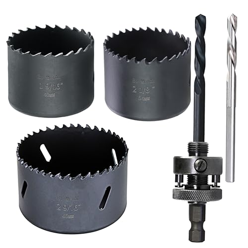 WOWSUPM 40,54,65 mm HSS-Bi-Metall-Lochsägen-Set, 3-teilig, robuster Lochsägen-Bit für Holz, Trockenbau, Kunststoff, Aluminium, Baustahl, Eisen, Metall, Edelstahl von wowsupm