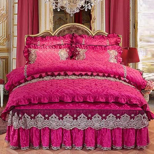 woxefo Hautfreundliche Bettwäsche, Bettgarnitur, Samtstoff, zarte Haptik,Weiche und Bequeme Bettwäsche， europäischer Prinzessinnen-Stil. Geeignet für Schlafzimmer, Gästezimmer usw.(6,A) von woxefo