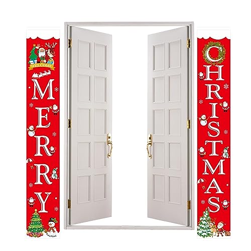 woyufen Frohe Weihnachten Schild,Hintergrundbanner Schild - Weihnachtsbanner aus Polyester, Frohe Weihnachten-Haustürdekoration, Weihnachtsdekorationen, Banner-Partyzubehör von woyufen