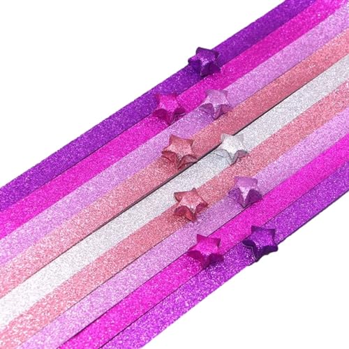 wqibq Glitter Lucky Star Papierstreifen - 520 Blatt Leuchtpapier Streifen für Basteln, Farbverlauf | Papierstreifen Sterne, Kreatives Faltpapier für Kunst, von wqibq