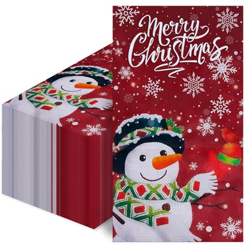 Papierservietten, Weihnachtsgästehandtuch-Servietten, dekorative Weihnachts-Servietten, Schneeflocken, Cocktail, Getränke, Einweg-Servietten, 100 Stück von wuhuzsm