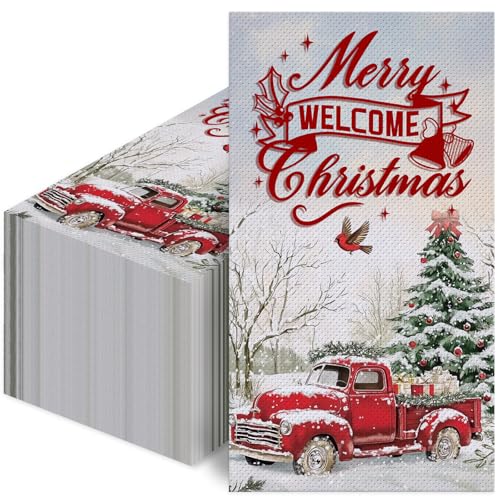 Weihnachtsgäste-Servietten, Weihnachtspapierservietten, Weihnachts-LKW-Gästeservietten, Weihnachts-Einweg-Papier, dekorative Gästeservietten für Weihnachtsessen, Partyzubehör von wuhuzsm