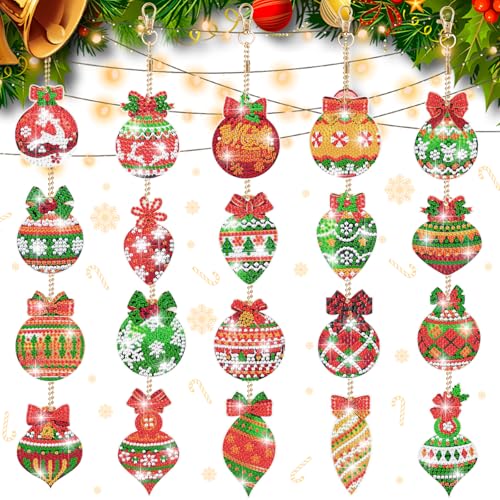 Diamond Painting Weihnachten Anhänger 20 Stück – 2024 Newest 5D Diamant Painting Weihnachten DIY Bastelset für Kinder, Schlüsselanhänger, Weihnachtsdekoration, Kreatives Basteln, Weihnachtsgeschenke von wulwun