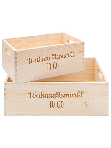 wunderwunsch® - Personalisierter Adventskalender zum selber befüllen - Adventskiste Holz mit hochwertiger Gravur - Weihnachtsmarkt to go, Weihnachten Erwachsene (groß | 39x29x13cm) von wunderwunsch