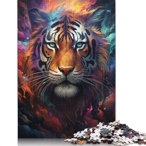 1000-teiliges Puzzle für Erwachsene „Die farbenfrohe Psychedelia des Weltraumtigers“ Puzzle aus Geschenkpapier tolles Geschenk für Erwachsene 1000 Teile (38 x 26 cm) von wuzihanptpt