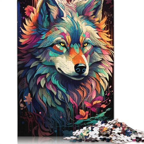 1000-teiliges Puzzle für Erwachsene „Die farbenfrohe Psychedelie der Polarwölfe“ – Puzzle-Geschenkpapier – Tolles Geschenk für Erwachsene – 1000 Teile (38 x 26 cm) von wuzihanptpt