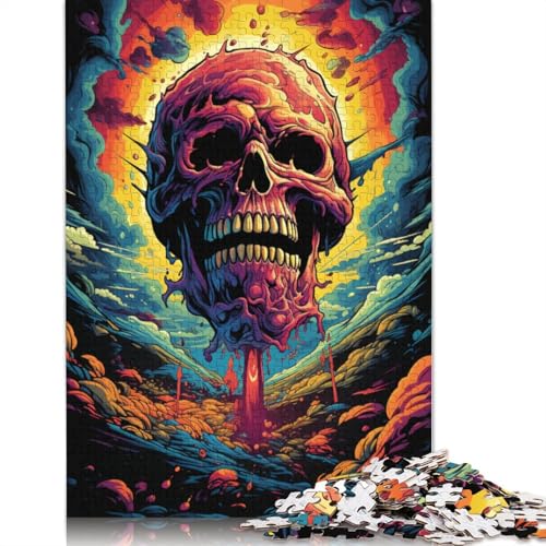 1000-teiliges Puzzle für Erwachsene Gemälde von bunten Totenköpfen Puzzle-Geschenkpapier tolles Geschenk für Erwachsene 1000 Teile (38 x 26 cm) von wuzihanptpt