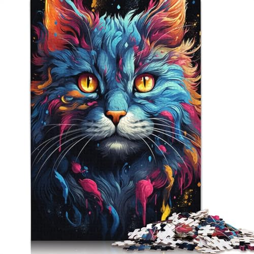 1000-teiliges Puzzle für Erwachsene farbenfrohes Fantasie-Katzen-Puzzle Geschenkpapier-Puzzle tolles Geschenk für Erwachsene 1000 Teile (38 x 26 cm) von wuzihanptpt