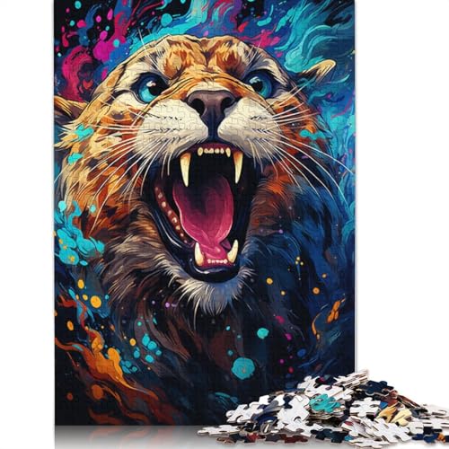 Puzzle für Erwachsene mit 1000 Teilen Malen bunter Leopard Puzzle Geschenkpapier Puzzle tolles Geschenk für Erwachsene 1000 Teile (38 x 26 cm) von wuzihanptpt