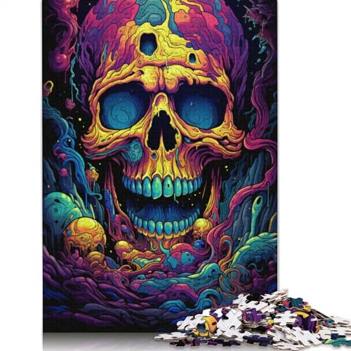 Puzzle für Erwachsene mit 1000 Teilen bizarres farbenfrohes Totenkopf-Puzzle Geschenkpapier-Puzzle tolles Geschenk für Erwachsene 1000 Teile (38 x 26 cm) von wuzihanptpt