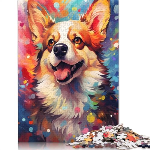 Puzzle für Erwachsene mit 1000 Teilen farbenfrohes Corgi-Hunde-Puzzle Geschenkpapier-Puzzle tolles Geschenk für Erwachsene 1000 Teile (38 x 26 cm) von wuzihanptpt