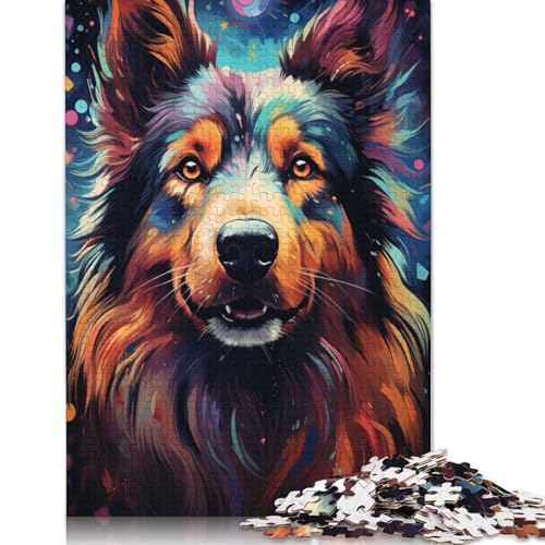 Puzzle für Erwachsene mit 1000 Teilen farbenfrohes psychedelisches Puzzle von Galaxy Collie Geschenkpapier-Puzzle tolles Geschenk für Erwachsene 1000 Teile (38 x 26 cm) von wuzihanptpt