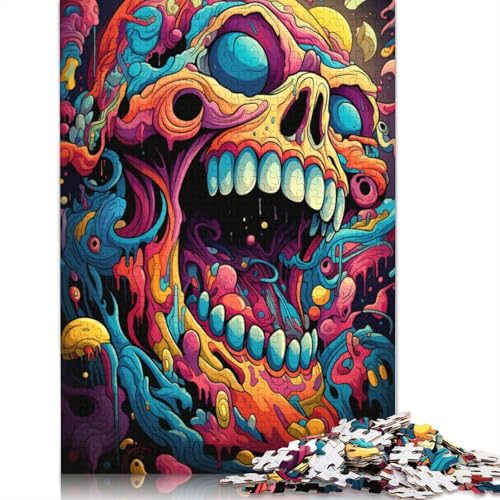 Puzzle für Erwachsene mit 1000 Teilen farbenfrohes psychedelisches Totenkopf-Puzzle Geschenkpapier-Puzzle tolles Geschenk für Erwachsene 1000 Teile (38 x 26 cm) von wuzihanptpt