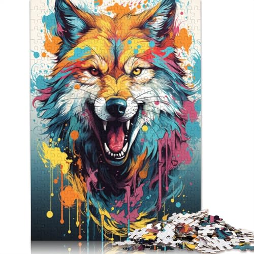 Puzzle für Erwachsene mit 1000 Teilen farbenfrohes psychedelisches Wolf-Puzzle Geschenkpapier-Puzzle tolles Geschenk für Erwachsene 1000 Teile (38 x 26 cm) von wuzihanptpt